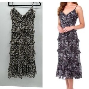 M MICHEAL KORS BUTTERFLY tiered spaghetti maxi fairycore dark romantic  dress S